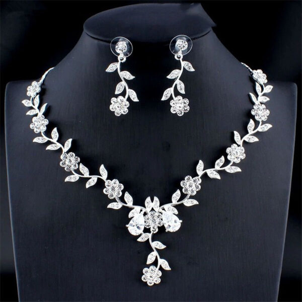 131b4381-4823-4798-a3c0-d0f972bd3db4.jpg Golden Zircon Jewelry Set Bridal Necklace Earrings Wedding Two-piece Set