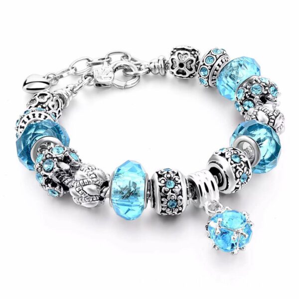 Crystal Beads Charm Bracelet™ – Elegant Snake Chain Bangle for Women’s Jewelry