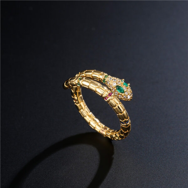 1618280726167.jpg Fashion Gold Color Snake Ring For Women Girl Adjustable Exquisite Shiny Cubic Zirconia Finger Ring Wedding Jewelry Gift