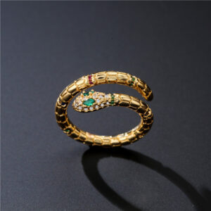 1618280726168.jpg Fashion Gold Color Snake Ring For Women Girl Adjustable Exquisite Shiny Cubic Zirconia Finger Ring Wedding Jewelry Gift