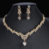 1623915183581.jpg Golden Zircon Jewelry Set Bridal Necklace Earrings Wedding Two-piece Set