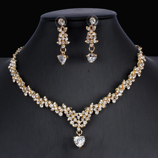 1623915183581.jpg Golden Zircon Jewelry Set Bridal Necklace Earrings Wedding Two-piece Set