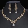 1623915183583.jpg Golden Zircon Jewelry Set Bridal Necklace Earrings Wedding Two-piece Set