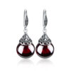 Vintage Round Garnet Earrings™ – Classic Elegance in Deep Red