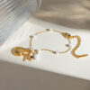18K Gold Shell & Starfish Bracelet – Pearl Chain Summer Jewelry