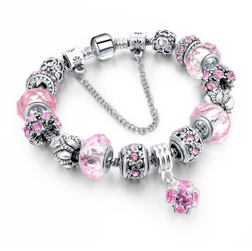 Crystal Beads Charm Bracelet™ – Elegant Snake Chain Bangle for Women’s Jewelry