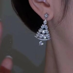 Women’s High-Quality Silver Needle Christmas Tree Earrings™ – Elegant Holiday Jewelry