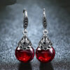Vintage Round Garnet Earrings™ – Classic Elegance in Deep Red
