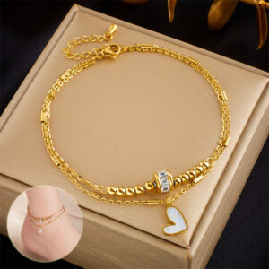 ceee9c04-ac12-4989-889d-1464991ec7a0.jpg Boho Heart Tassel Anklet – Double Layer Chain