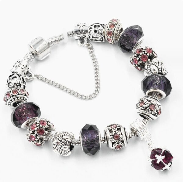 Crystal Beads Charm Bracelet™ – Elegant Snake Chain Bangle for Women’s Jewelry