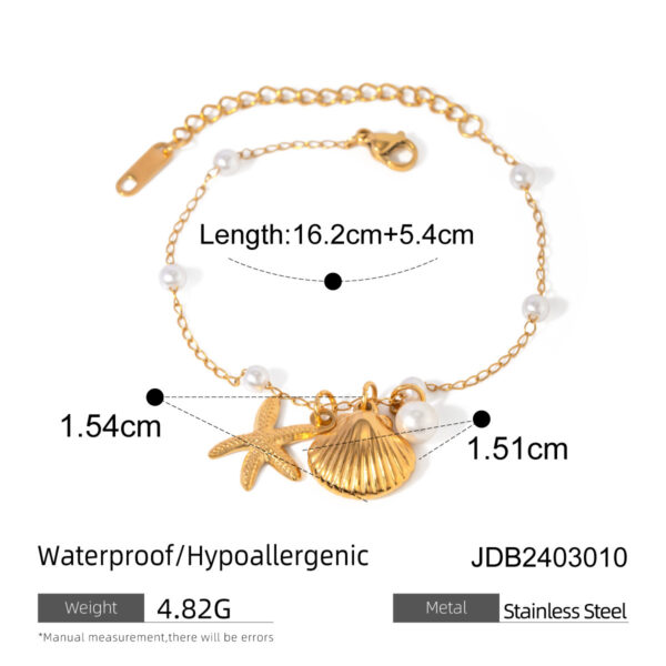 e7d8fe29-79e4-49f4-a750-fc28d7089b52.jpg 18K Gold Shell & Starfish Bracelet – Pearl Chain Summer Jewelry