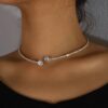 006bc467-4dee-48b5-aadb-424a45964b05.jpg Fashion Jewelry Rhinestone Heart Collar Choker Necklace For Women Silver Color Simple Open Collar Necklace Torques Jewelry Accessories