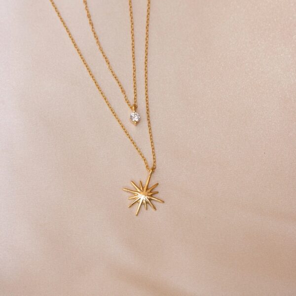 09a190fb-d574-419a-8ad5-8fa8aa2ee8f5.jpg Starburst Layered Necklace by Caitlyn Minimalist • Diamond Star Necklace, Celestial Jewelry • Minimalist Style • Gift for Women