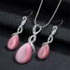 1678092705189.jpg Fashion Opal Jewelry Sets For Woman Cubic zirconia Water Drop Necklace Pendant Earrings Statement Bridal Wedding Party Gift