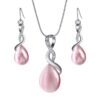 184745191663.jpg Fashion Opal Jewelry Sets For Woman Cubic zirconia Water Drop Necklace Pendant Earrings Statement Bridal Wedding Party Gift