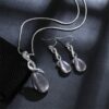 19901990776465.jpg Fashion Opal Jewelry Sets For Woman Cubic zirconia Water Drop Necklace Pendant Earrings Statement Bridal Wedding Party Gift