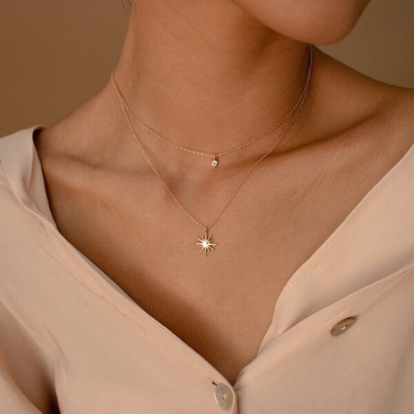 1ac7f801-183a-464b-84ba-8d9462749e7c.jpg Starburst Layered Necklace by Caitlyn Minimalist • Diamond Star Necklace, Celestial Jewelry • Minimalist Style • Gift for Women