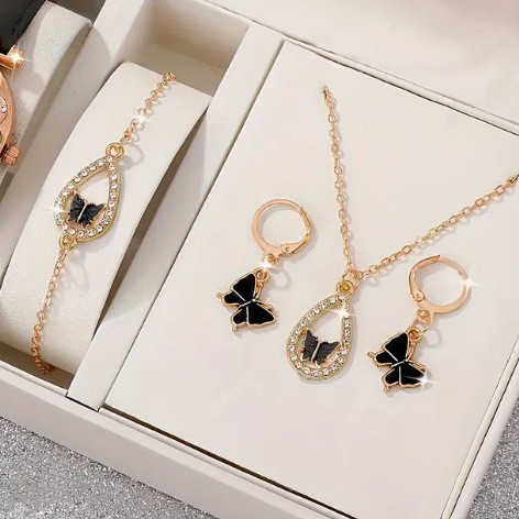 2e44a986-5515-4153-8b51-e0fb80d59c6a.jpg Luxury Women Butterfly Necklace Bracelet Earrings Drop Oil Diamond Jewelry