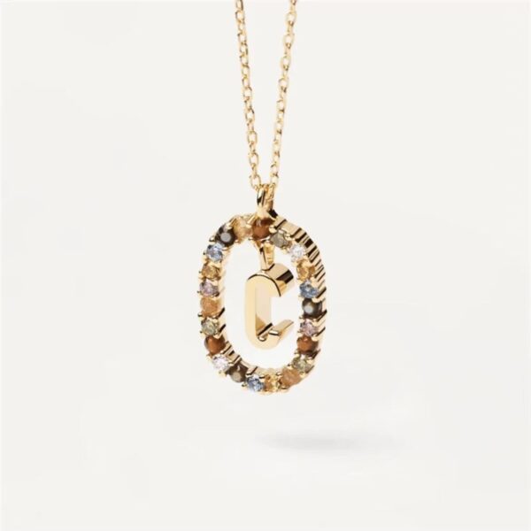 3042816a-214a-4acb-ab48-8d47b4b41ad5.jpg Colored Rhinestone Necklace 26 Alphabet Necklace 18K Fashion Jewelry