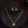 6be60ae4-1fa5-4a29-8d45-50a4a77e912b.jpg Fashion Jewelry Personality Copper Plated Real Gold Heart-shaped Zircon Pendant Necklace And Earrings Suite