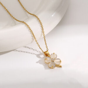 767300b8-33b5-401d-bcbe-d5bedd4524b6.jpg Gold Plated Enamel Sakura Flower Necklace, Flower Necklace, Gold Sakura Flower Necklace, Christmas Gift, Gift for her, Everyday Necklace