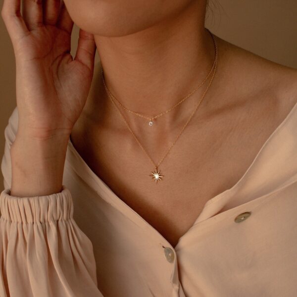 88dbbe8a-9fe3-46e3-82a1-c5937a767af4.jpg Starburst Layered Necklace by Caitlyn Minimalist • Diamond Star Necklace, Celestial Jewelry • Minimalist Style • Gift for Women