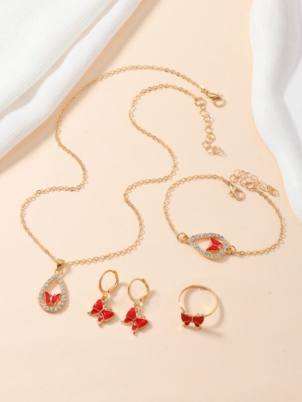 8d2c1338-2258-4f2c-b791-be9a495e8072.jpg Luxury Women Butterfly Necklace Bracelet Earrings Drop Oil Diamond Jewelry