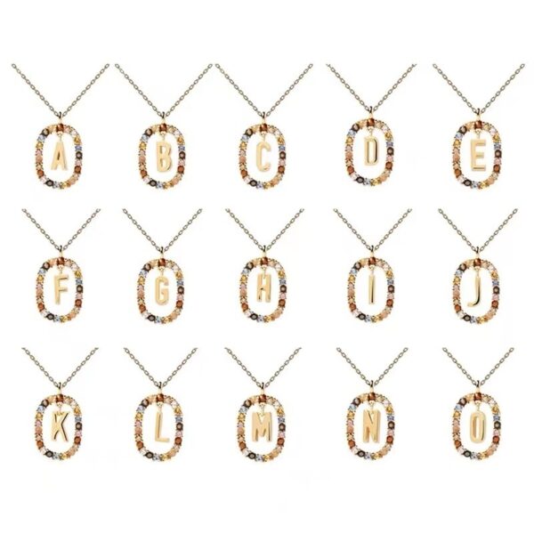 aadf08b3-30c7-4d3f-b29a-93e57605500e.jpg Colored Rhinestone Necklace 26 Alphabet Necklace 18K Fashion Jewelry