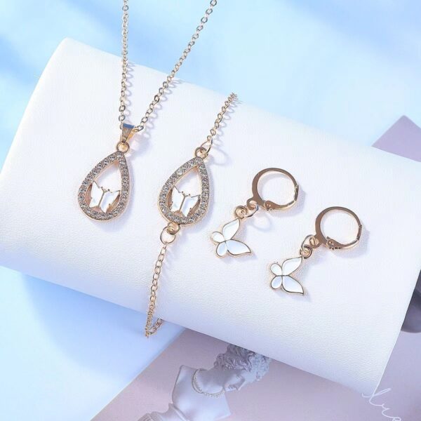 adcf350c-a9c5-47e2-9cc3-5bf4c07e9b9a.jpg Luxury Women Butterfly Necklace Bracelet Earrings Drop Oil Diamond Jewelry