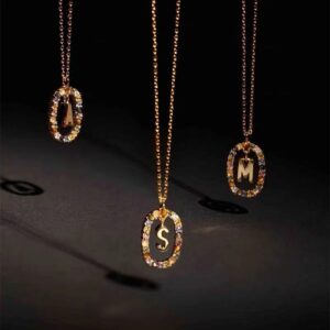bc3c378b-e297-4c0e-9d51-df89082d3cf1.jpg Colored Rhinestone Necklace 26 Alphabet Necklace 18K Fashion Jewelry