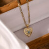 de595ce8-bd13-4bb7-afbc-a31cbc826860.jpg Fashion Jewelry Personality Copper Plated Real Gold Heart-shaped Zircon Pendant Necklace And Earrings Suite